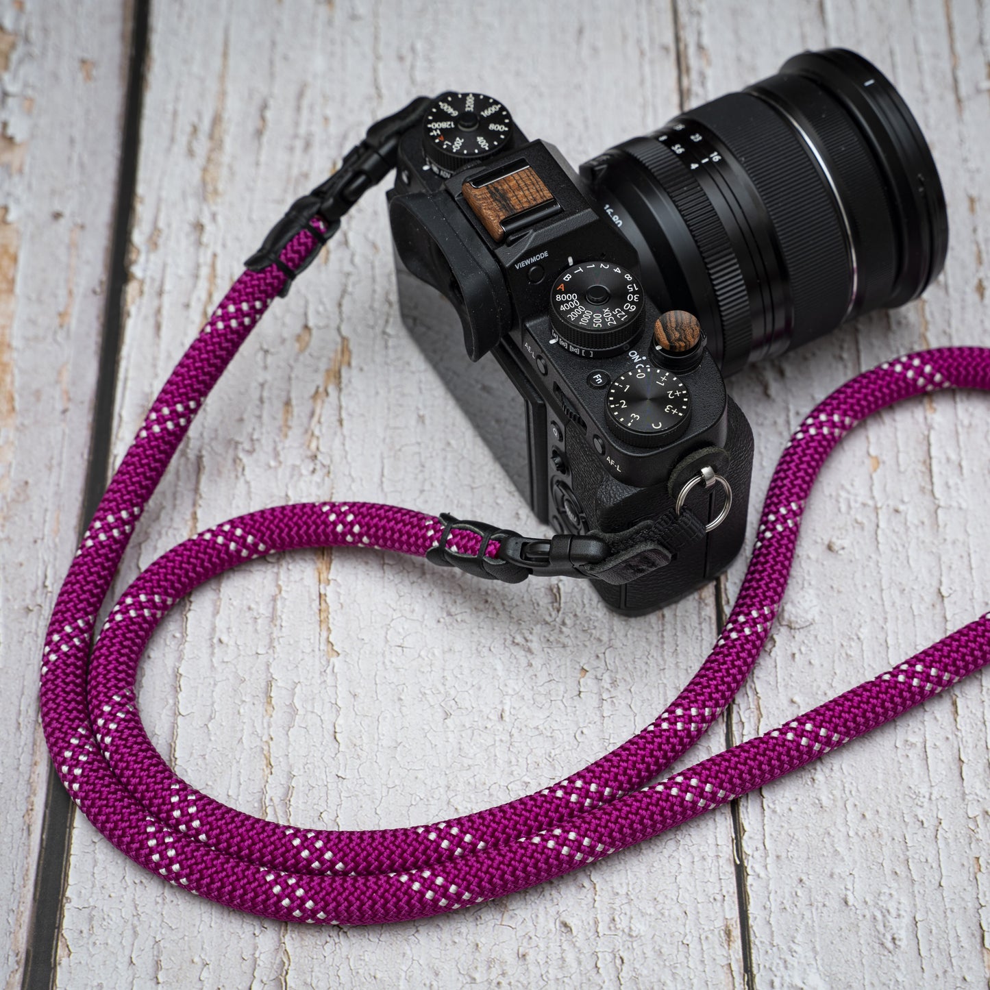 クイックリリースバックル ハンドメイド パープルロープ カメラストラップ 11mm