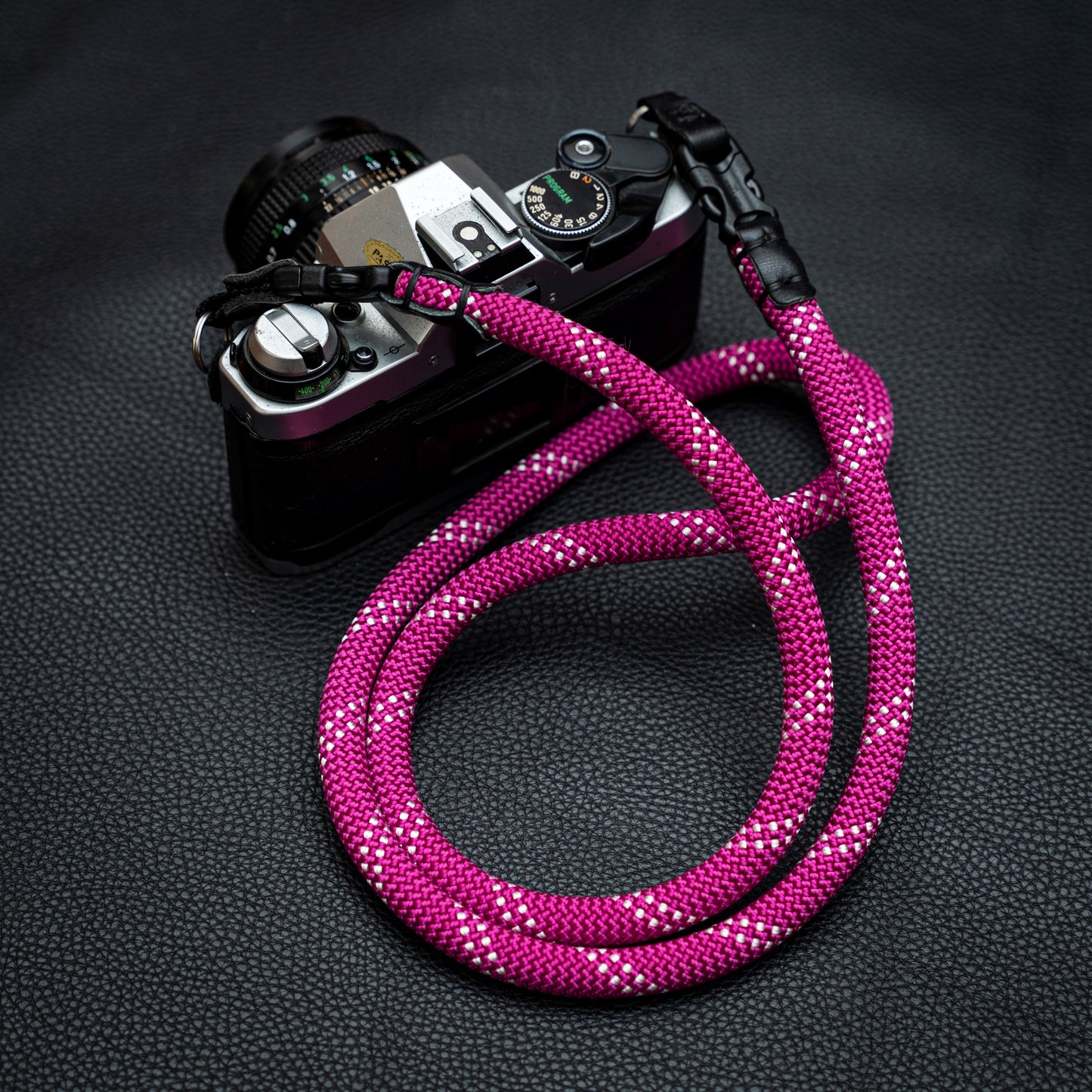 クイックリリースバックル ハンドメイド パープルロープ カメラストラップ 11mm