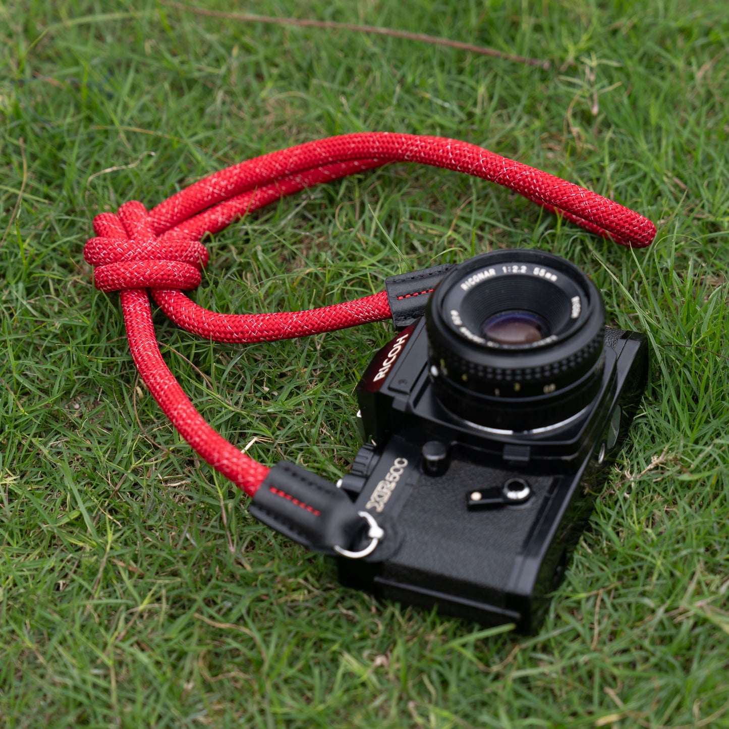 ロープ カメラストラップ ハンドメイド フラワー オレンジ レッド 10mm CSC-FORR