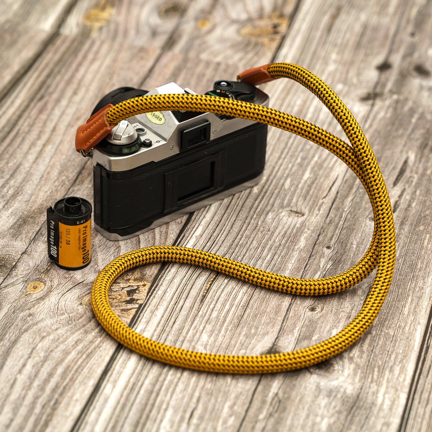 ロープ カメラ ストラップ ハンドメイド イエロー ブラック 10mm CSC