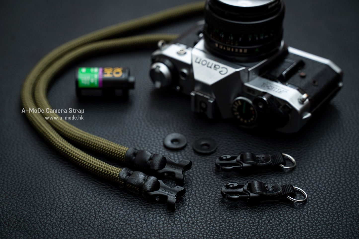 クイックリリースバックル ハンドメイド アーミーグリーン 9mm ロープ カメラストラップ