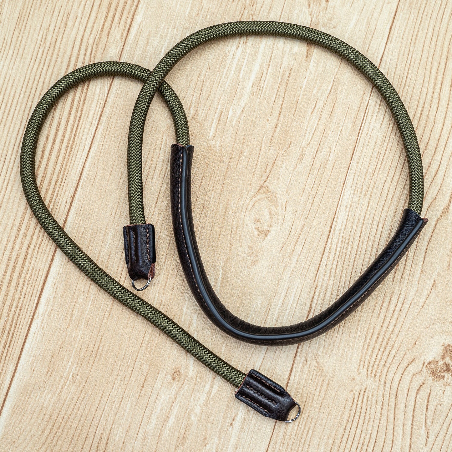 ロープカメラストラップ ハンドメイド 9mm ストラップ レザーショルダーパッド CSCL