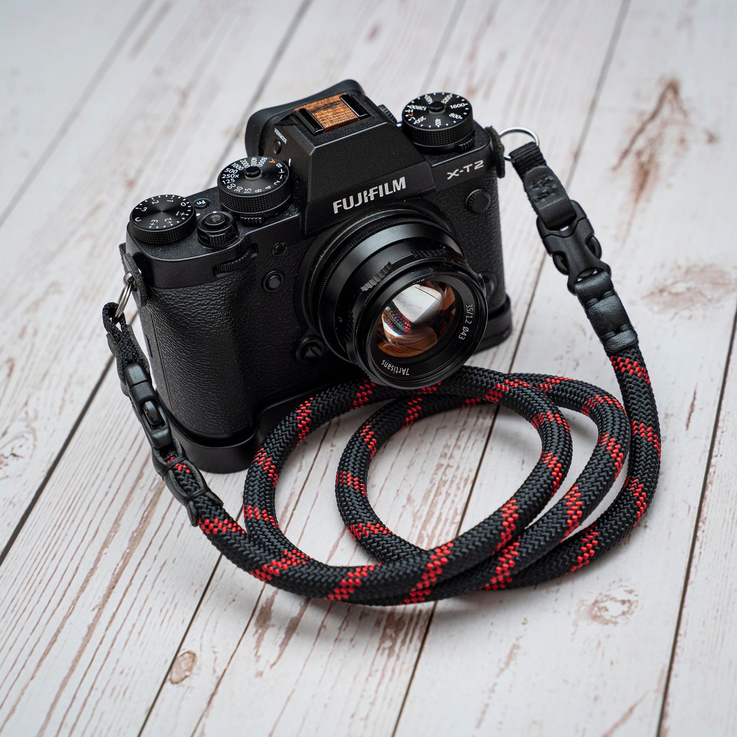 ハンドメイド ブラック レッド 9mm クイックリリース バックル ロープ カメラストラップ FCSC