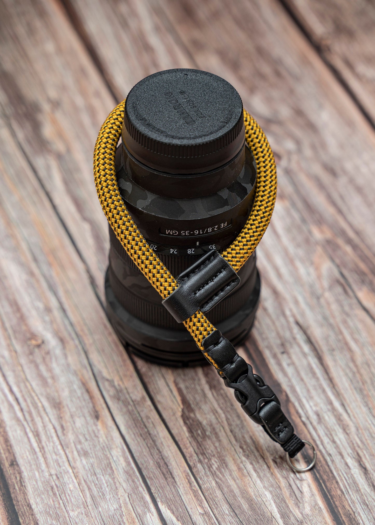 イエロー カメラ リストストラップ ハンドメイド クイックリリース レザー 10mm