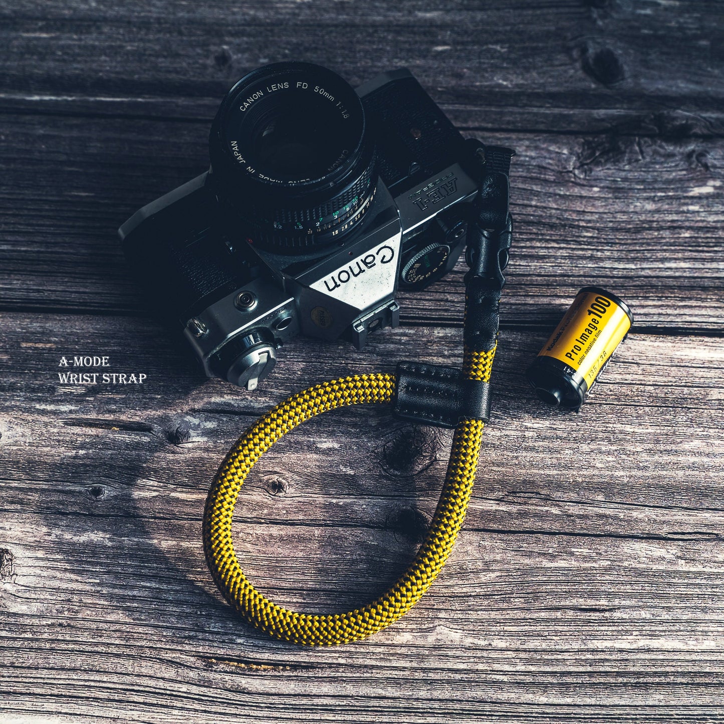 イエロー カメラ リストストラップ ハンドメイド クイックリリース レザー 10mm