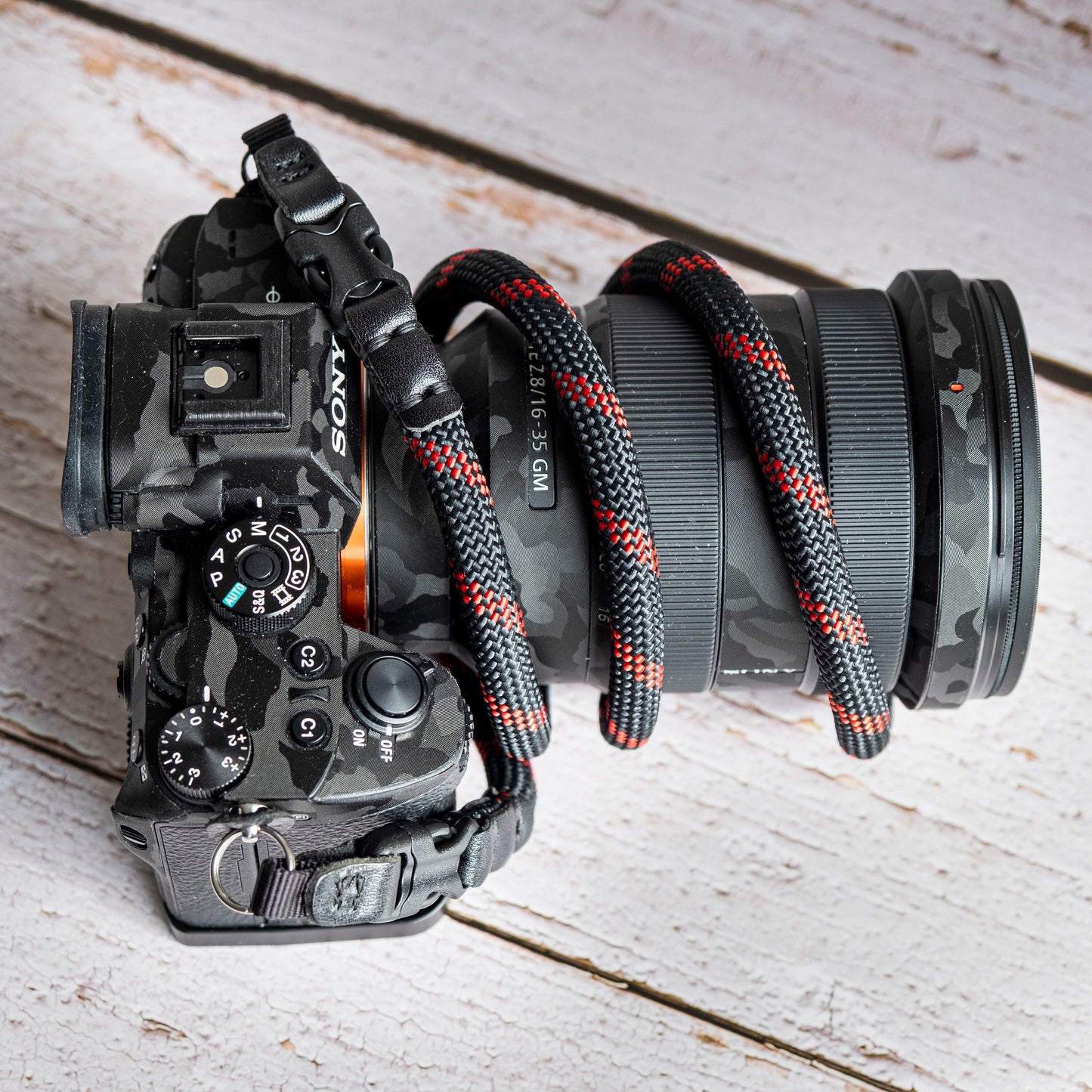 ハンドメイド ブラック レッド 9mm クイックリリース バックル ロープ カメラストラップ FCSC