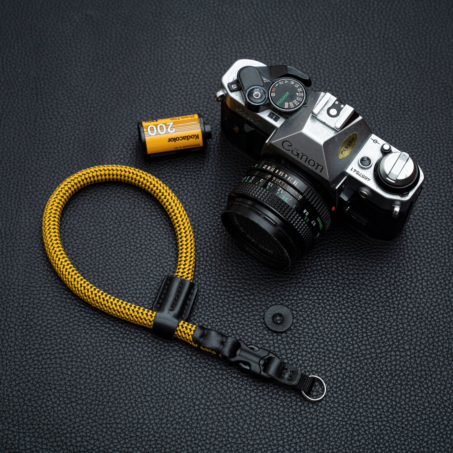 イエロー カメラ リストストラップ ハンドメイド クイックリリース レザー 10mm