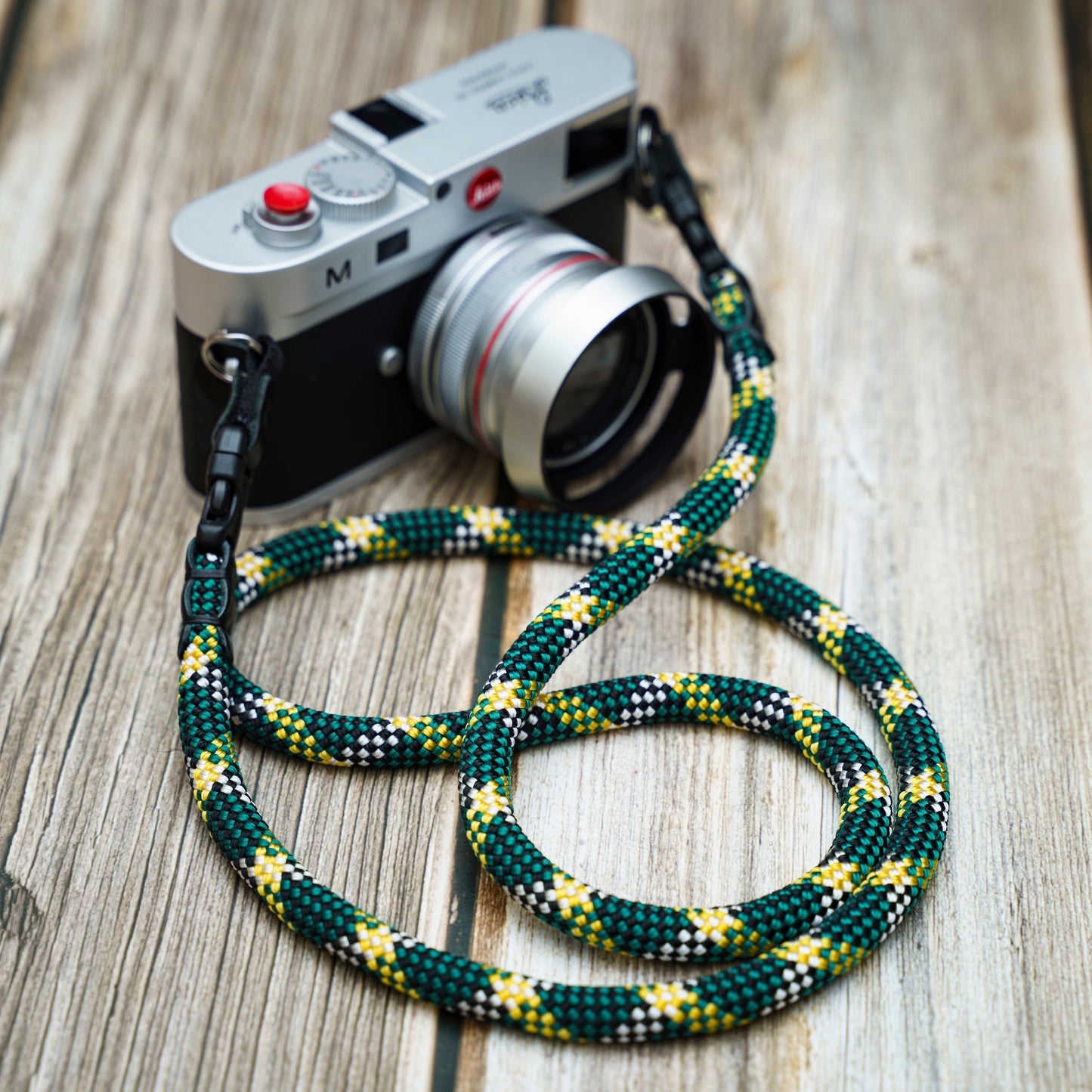 ハンドメイド グリーン カモ クイック リリース バックル ロープ カメラ ストラップ 10mm FCSC