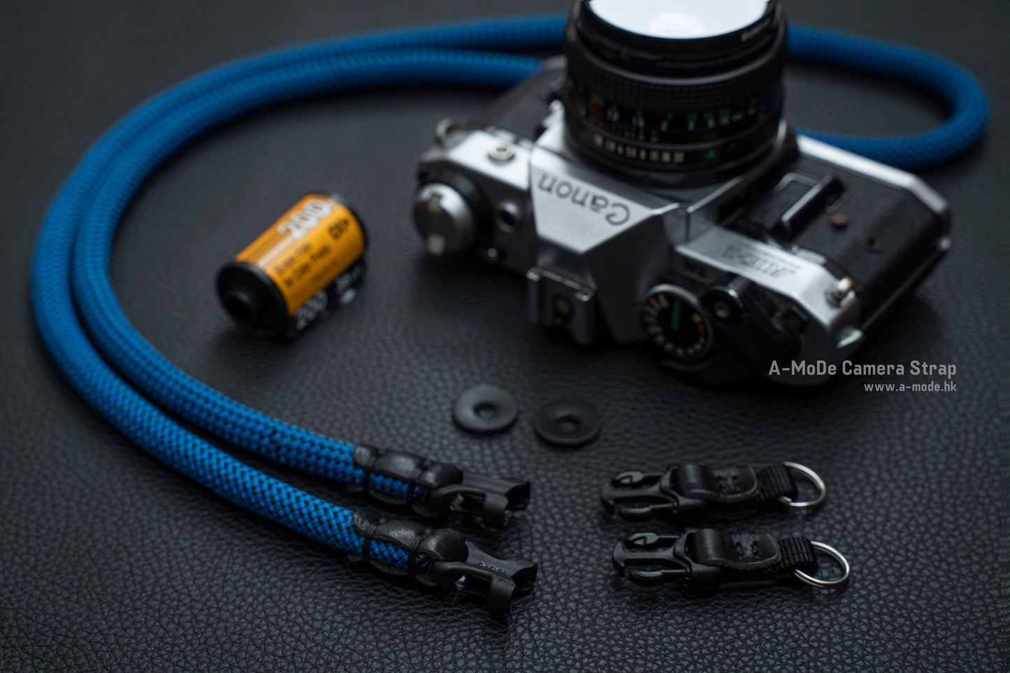 ハンドメイド ブルー ブラック 10mm クイックリリース バックル ロープ カメラ ストラップ FCSC