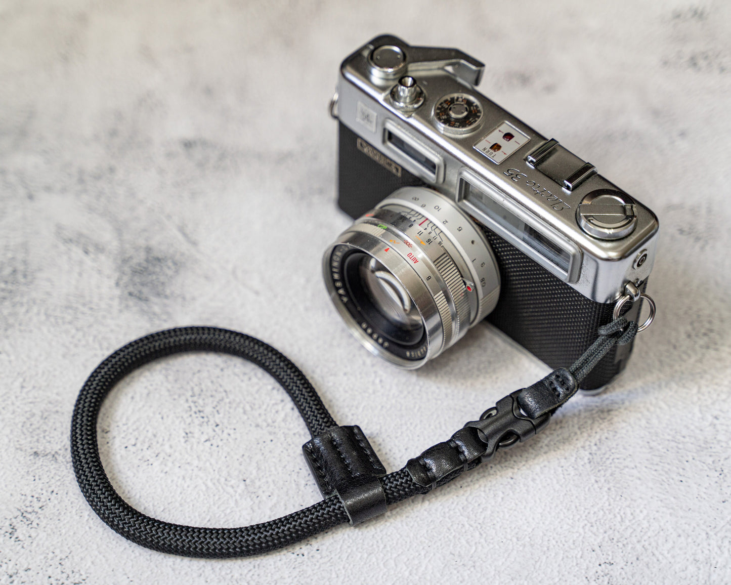 ハンドメイド クイックリリース レザー 9mm ブラック ロープ カメラ リストストラップ FCWS