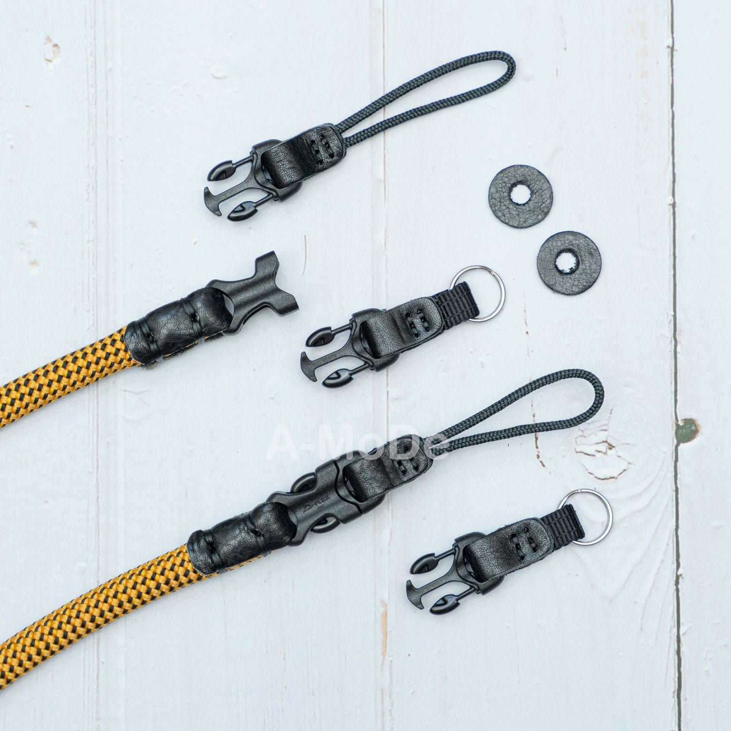 イエロー カメラ リストストラップ ハンドメイド クイックリリース レザー 10mm