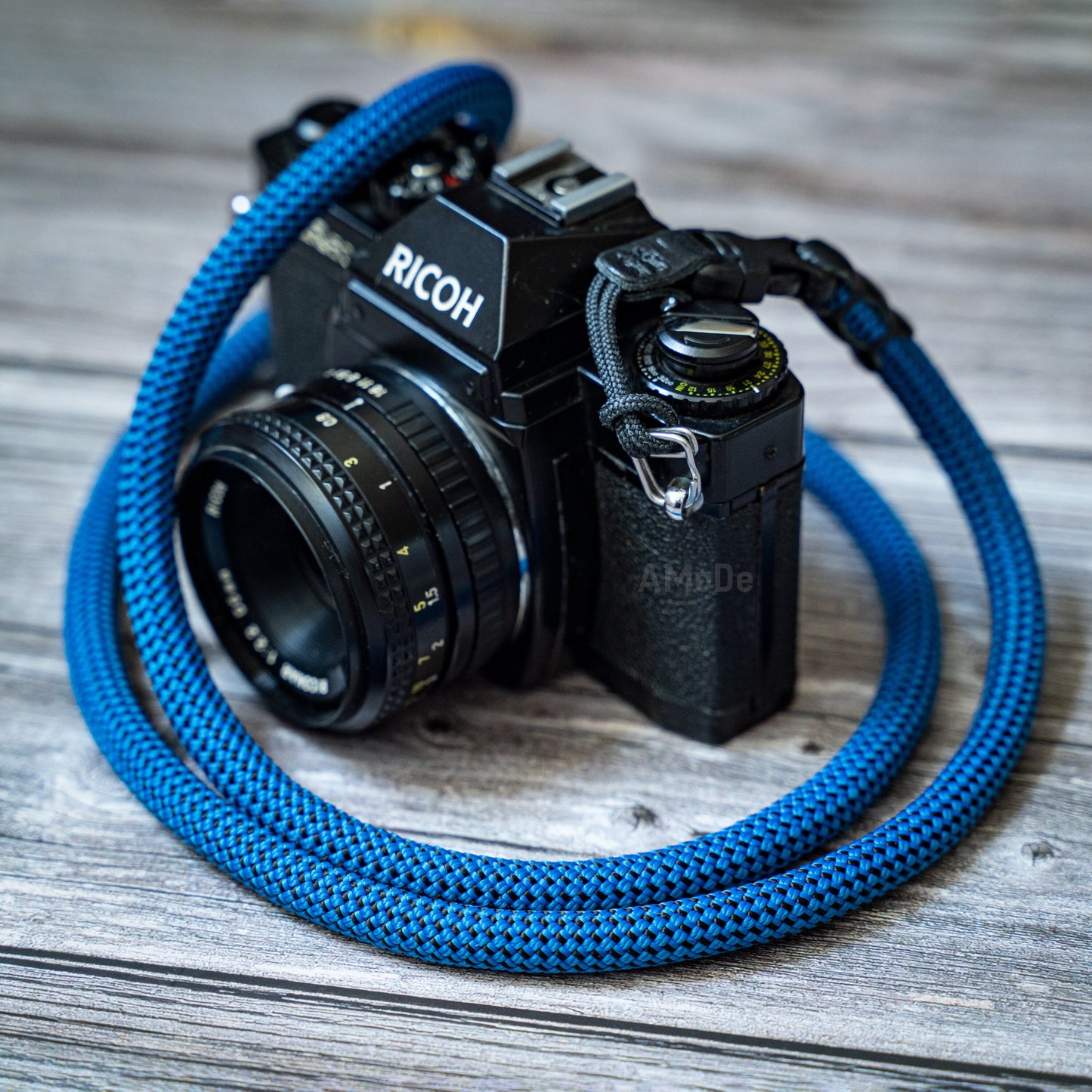 ハンドメイド ブルー ブラック 10mm クイックリリース バックル ロープ カメラ ストラップ FCSC
