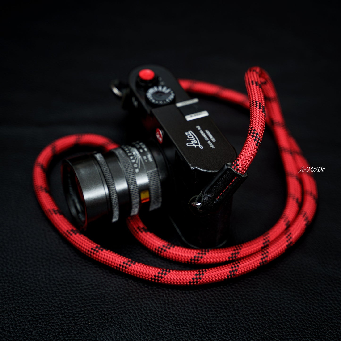 ロープカメラストラップ ハンドメイド レッド/ブラック 9mm CSC