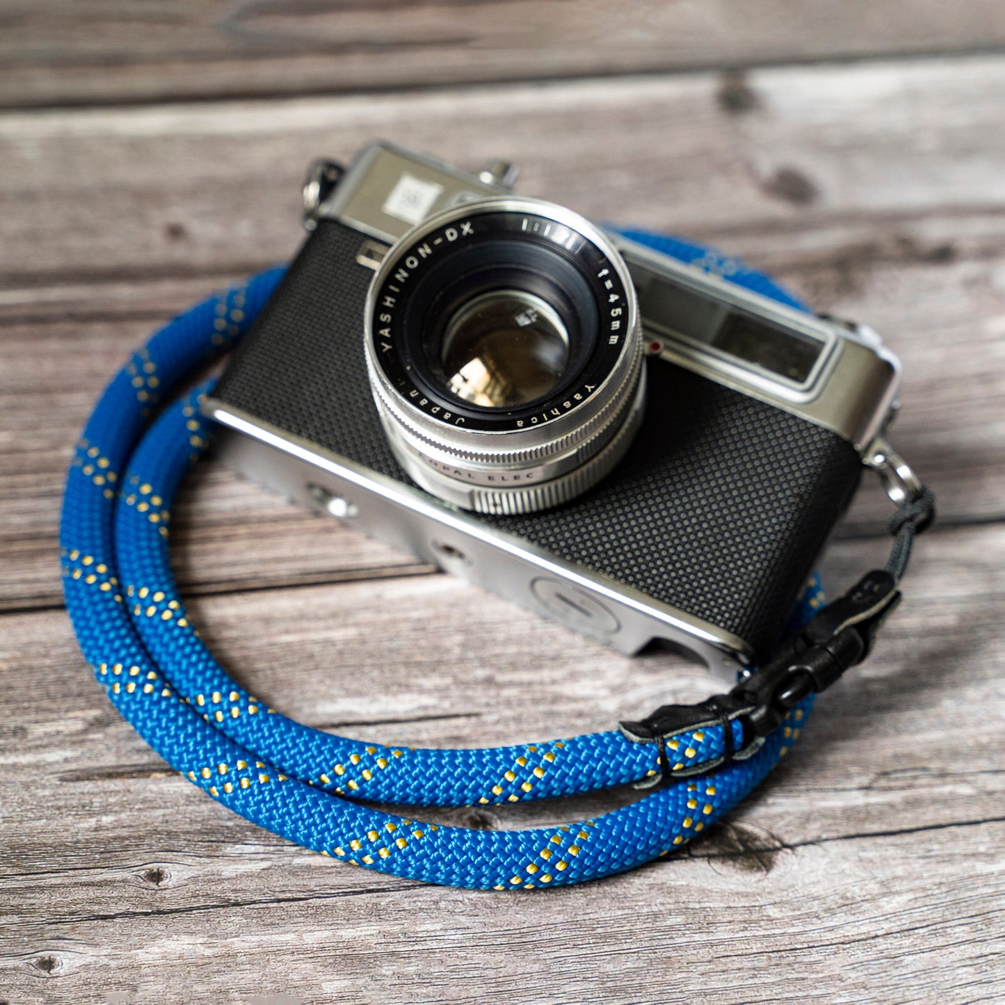 クイックリリースバックル ハンドメイド ブルーロープ カメラストラップ 11mm FCSC-BY