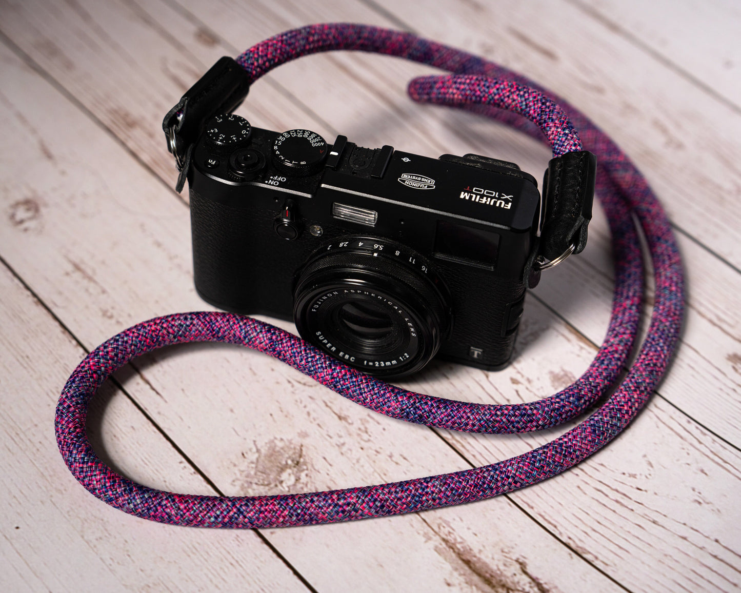 ロープ カメラストラップ ハンドメイド フラワー ローズ レッド ブルー 10mm CSC-FRRB