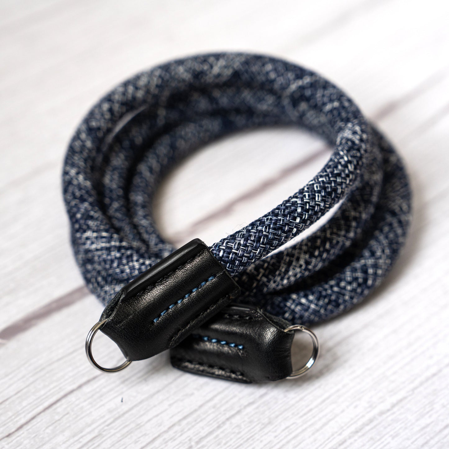 ロープ カメラストラップ ハンドメイド フラワー ブルー ホワイト 10mm CSC-FBUW