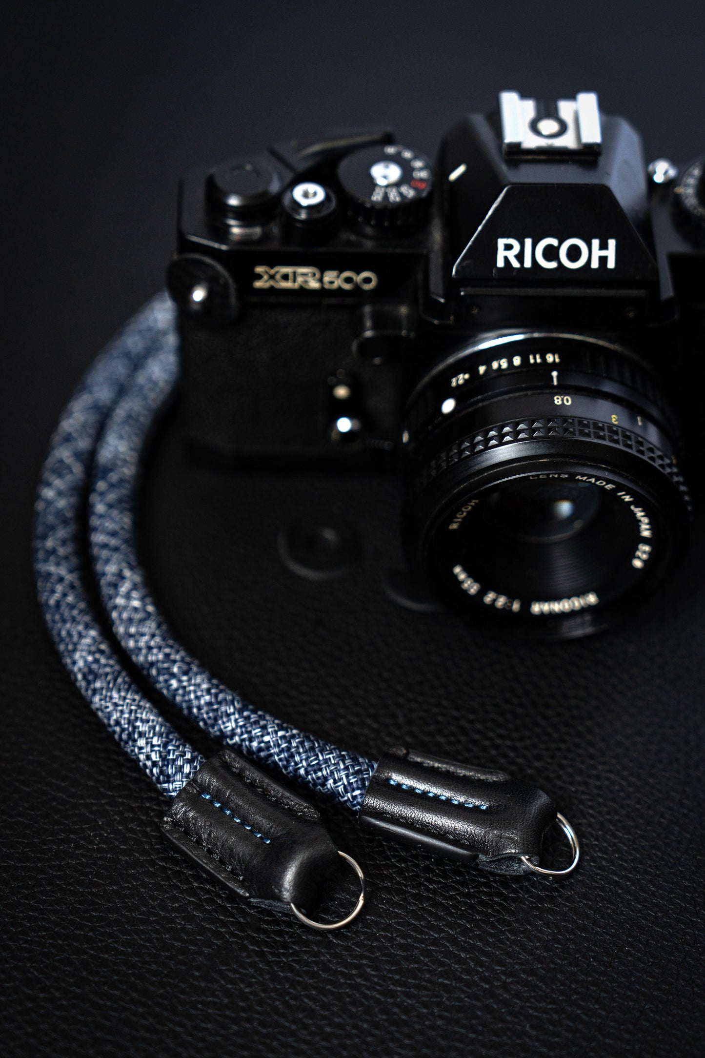 ロープ カメラストラップ ハンドメイド フラワー ブルー ホワイト 10mm CSC-FBUW