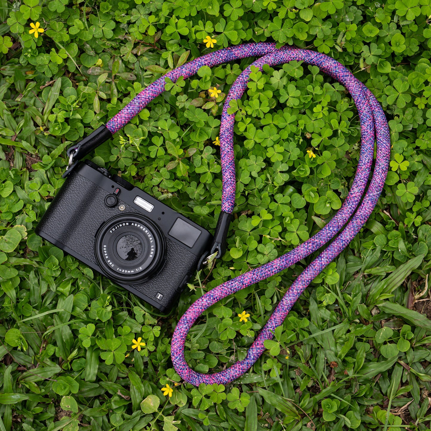 ロープ カメラストラップ ハンドメイド フラワー ローズ レッド ブルー 10mm CSC-FRRB