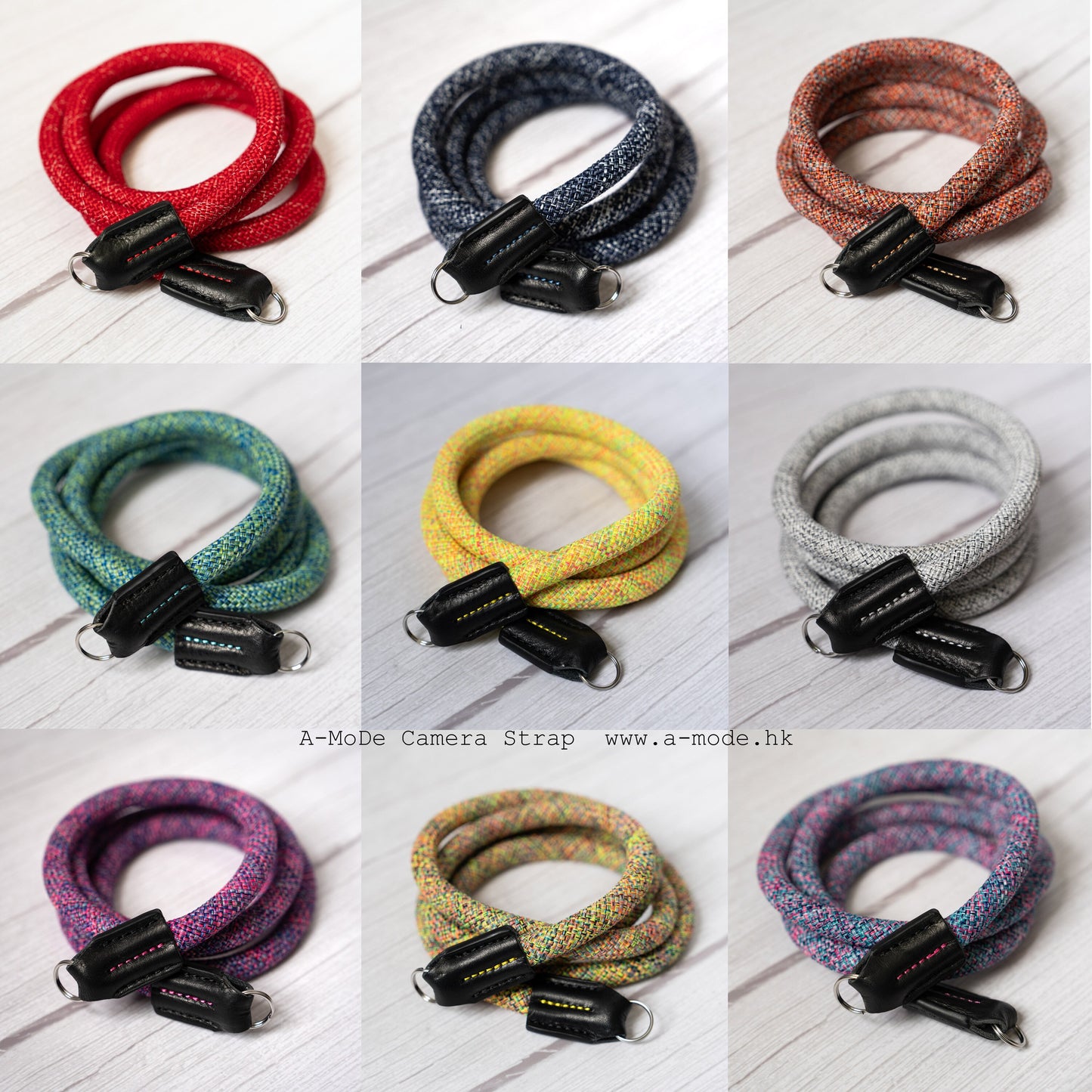 ロープ カメラストラップ ハンドメイド フラワー イエロー レッド 10mm CSC-FYER