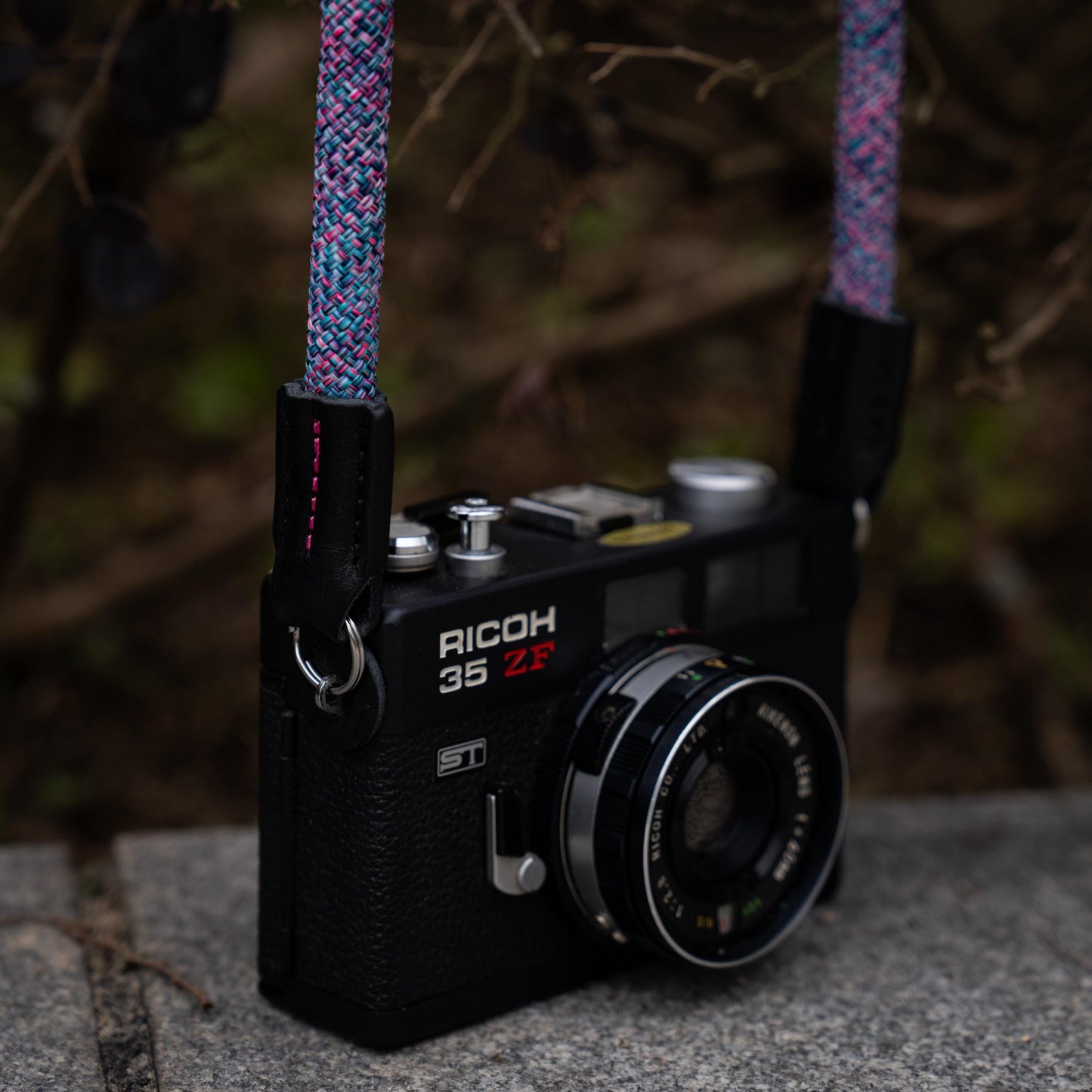 ロープ カメラストラップ ハンドメイド フラワー ブルー レッド 10mm CSC-FBLR