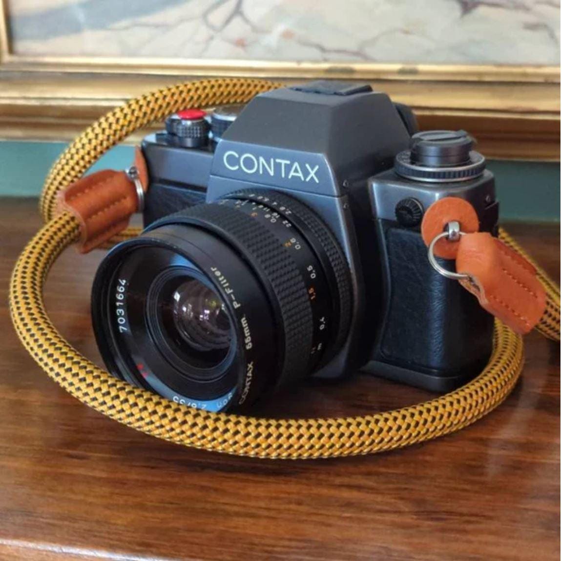 ロープ カメラ ストラップ ハンドメイド イエロー ブラック 10mm CSC