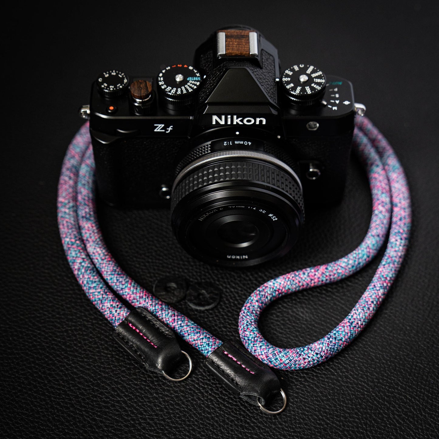 ロープ カメラストラップ ハンドメイド フラワー ブルー レッド 10mm CSC-FBLR
