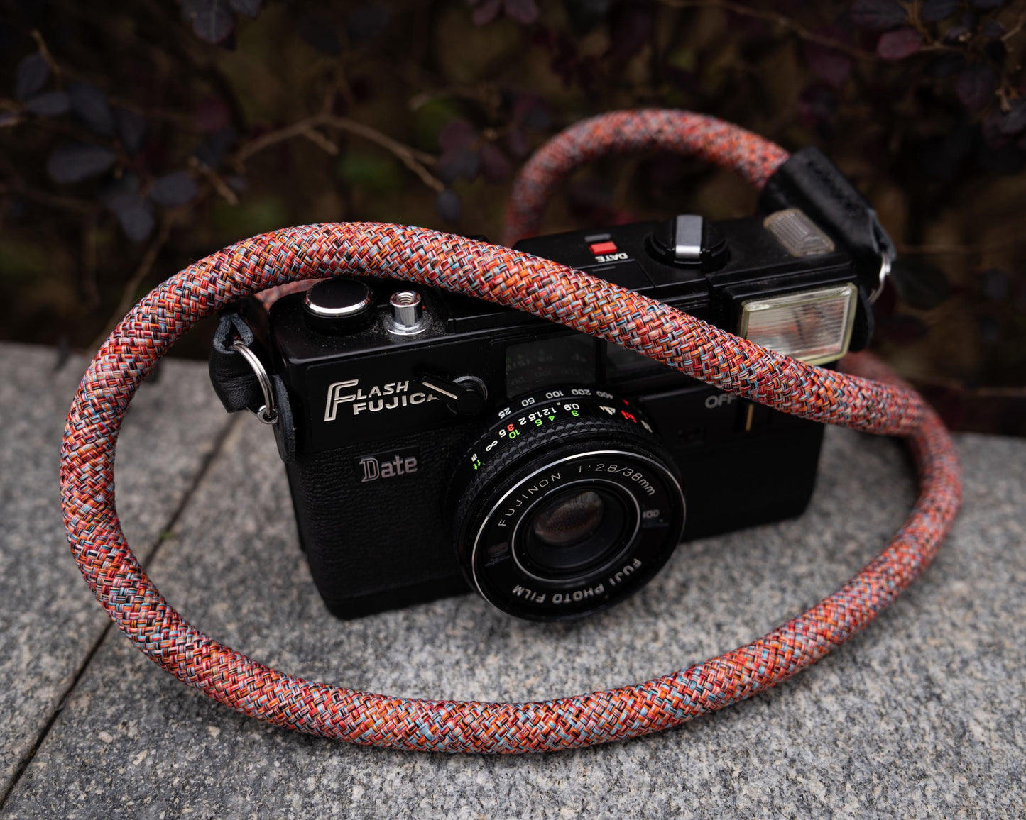 ロープ カメラストラップ ハンドメイド フラワー オレンジ レッド 10mm CSC-FORR