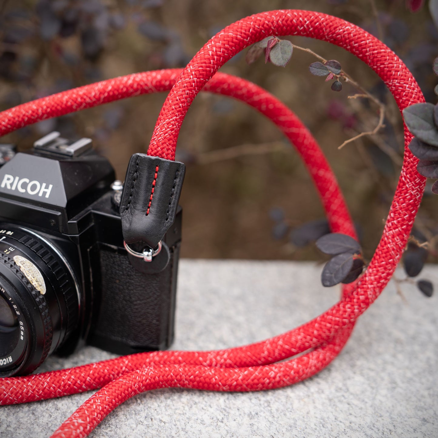 Rope Camera Strap HandMade Flower Red White 10mm CSC-FREW