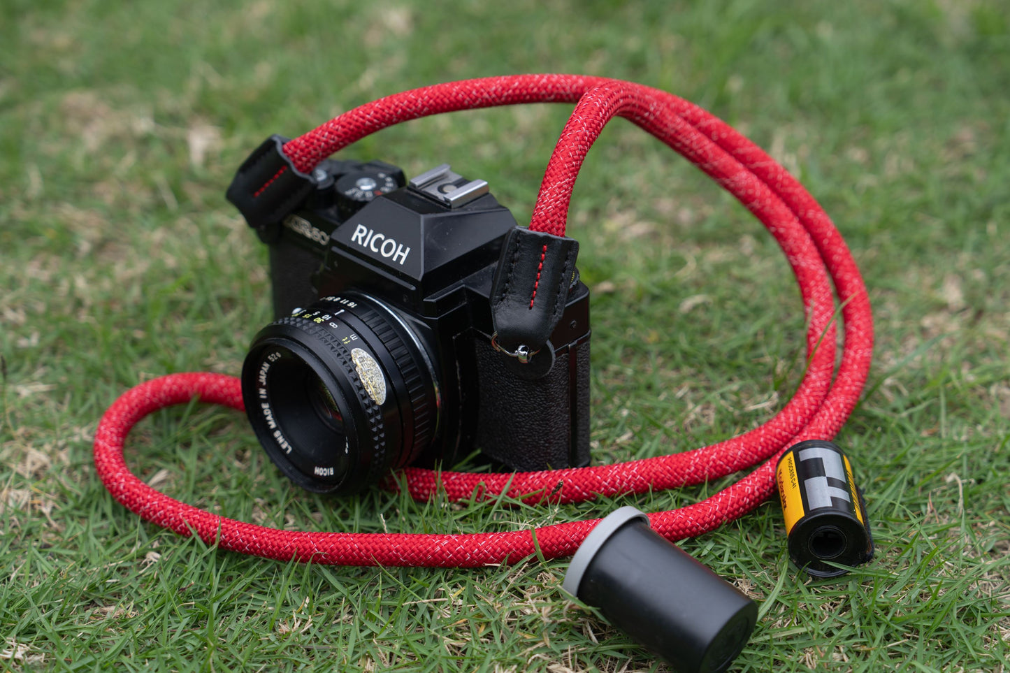 Rope Camera Strap HandMade Flower Red White 10mm CSC-FREW