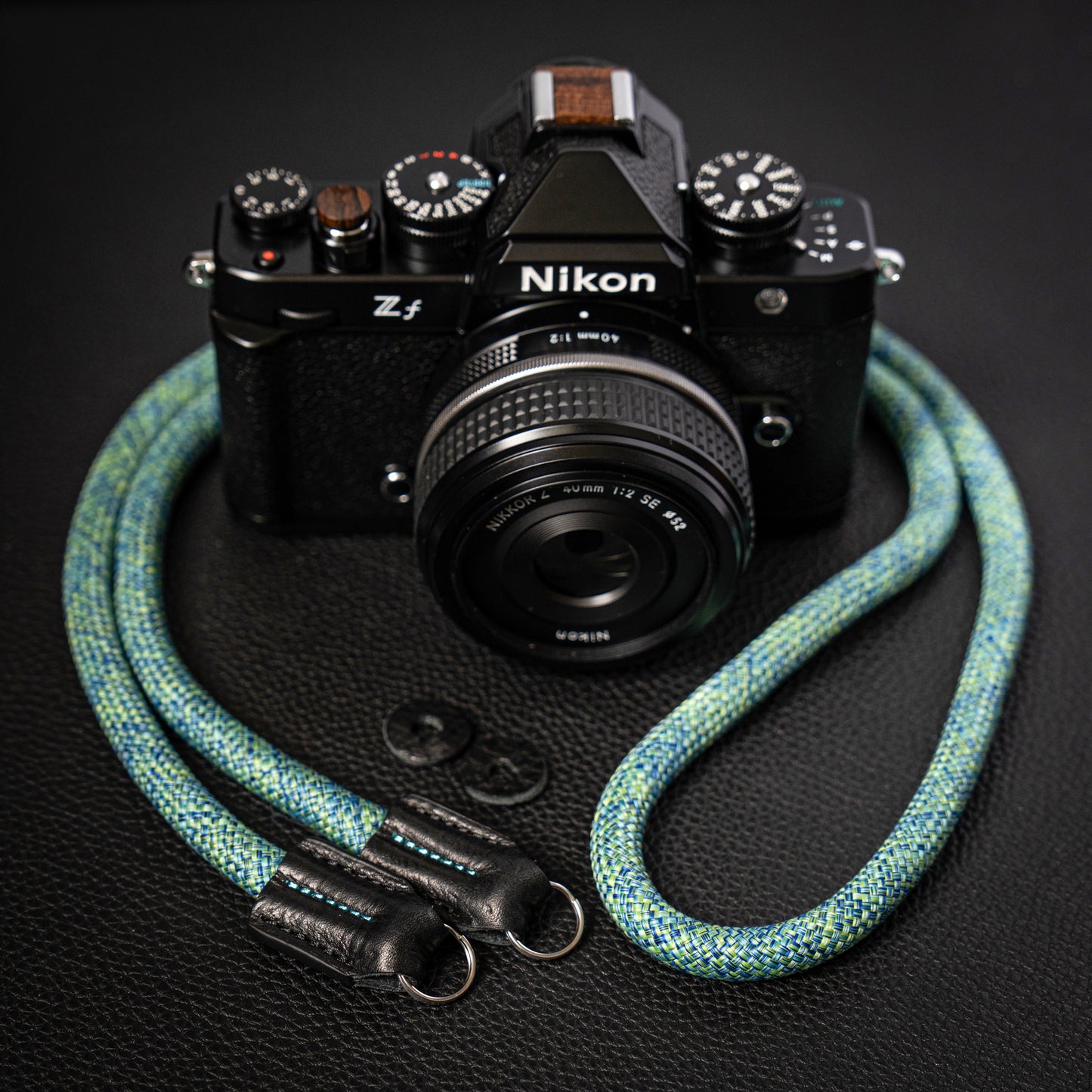 Rope Camera Strap HandMade Flower Green Blue 10mm CSC-FGRB