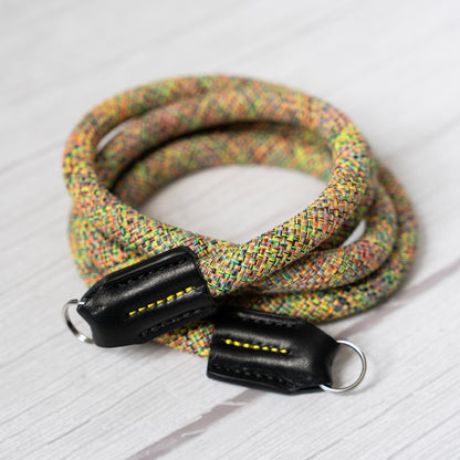 Rope Camera Strap HandMade Flower Rainbow Yellow 10mm CSC-FRAY