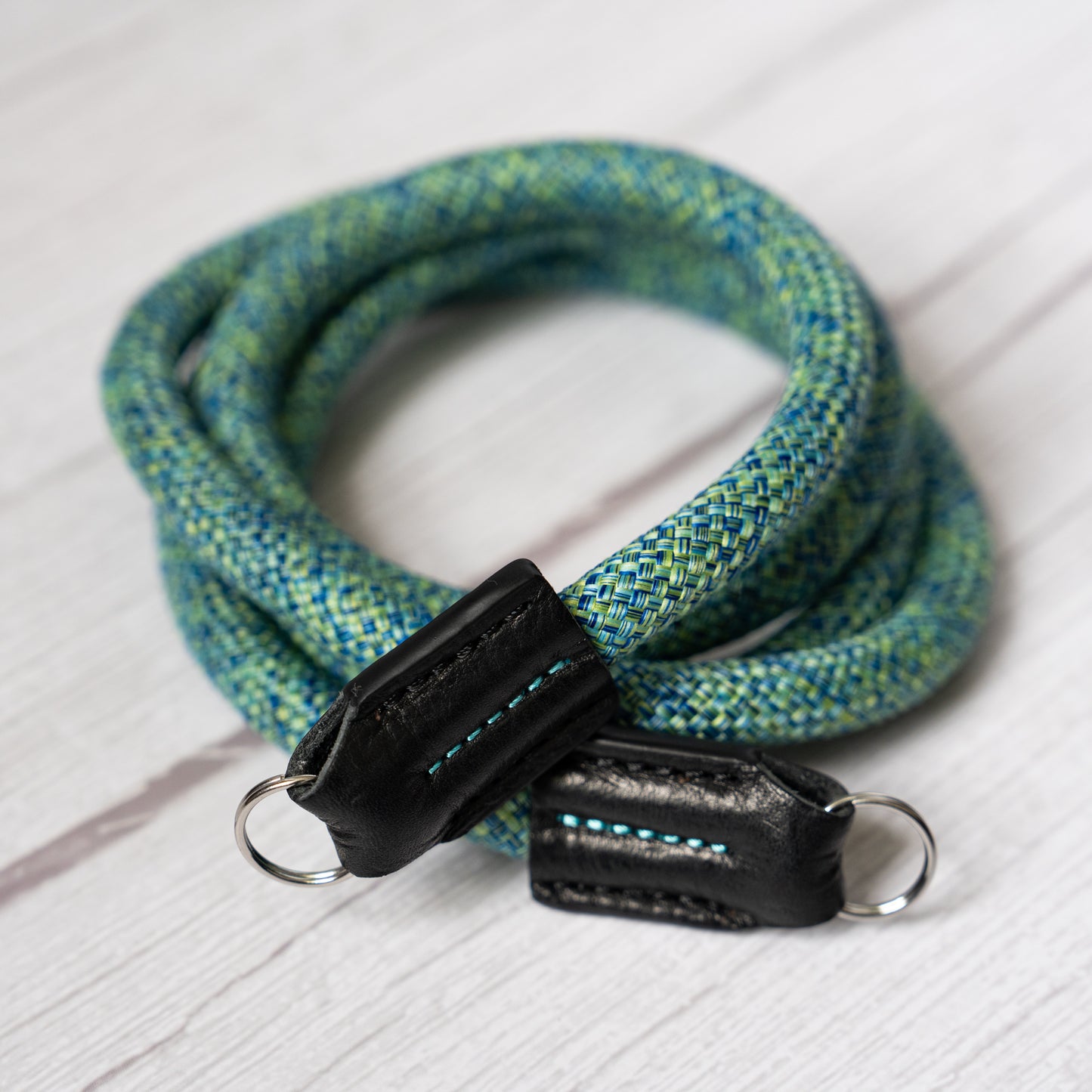 Rope Camera Strap HandMade Flower Green Blue 10mm CSC-FGRB