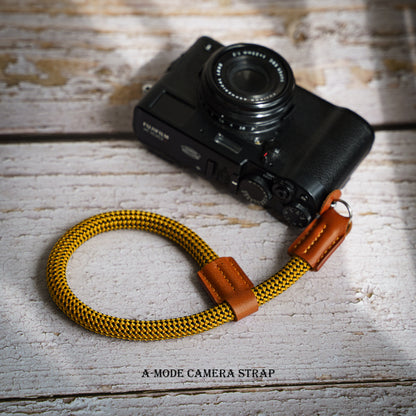 Leather Ropes Camera wrist strap HandMade 9mm Yellow Rope Camera Strap CWS-YE