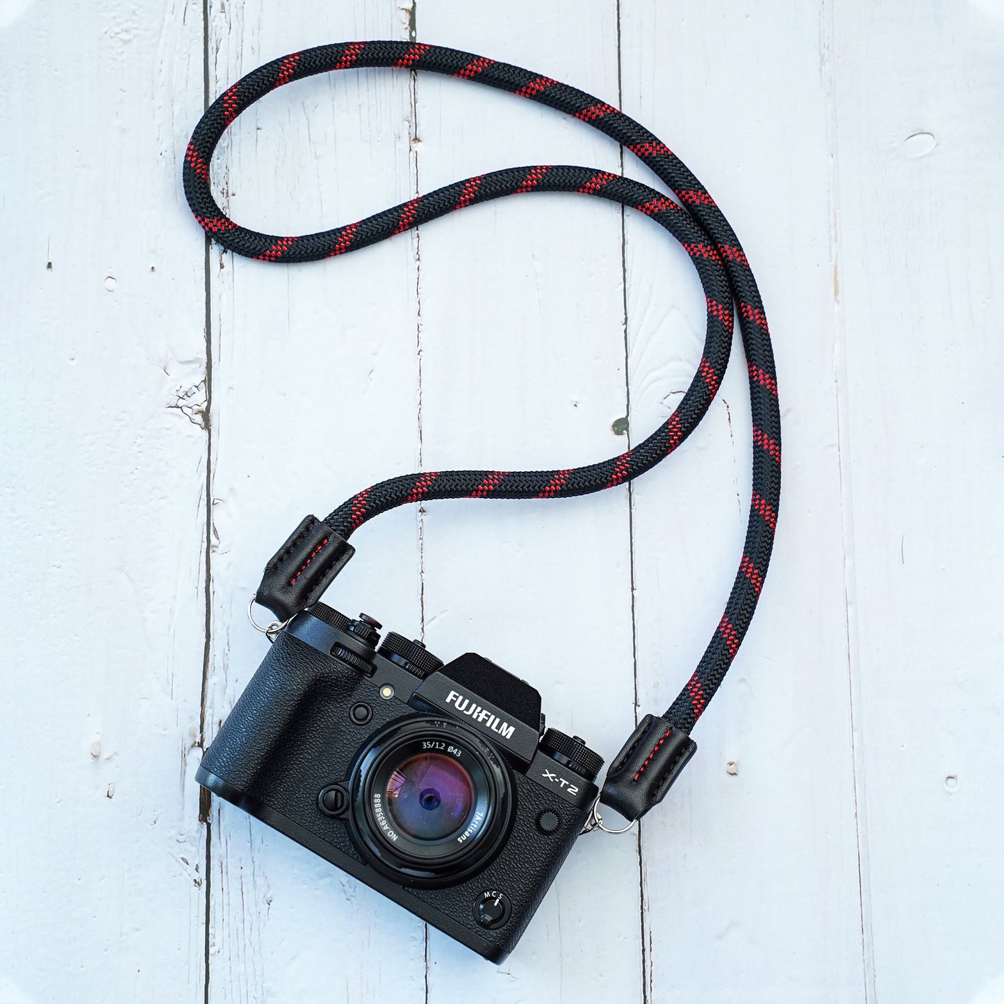 Rope Camera Strap HandMade BlackRed 9mm CSC