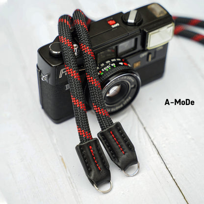 Rope Camera Strap HandMade BlackRed 9mm CSC