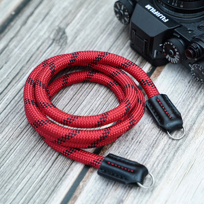 Rope Camera Strap HandMade RedBlack 9mm CSC