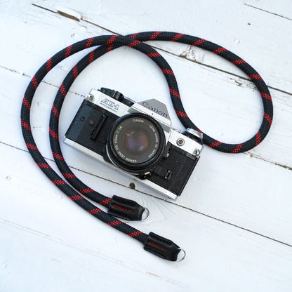 Rope Camera Strap HandMade BlackRed 9mm CSC