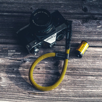 Yellow Camera wrist strap HandMade Quick release Leather 10mm FCWS-YE