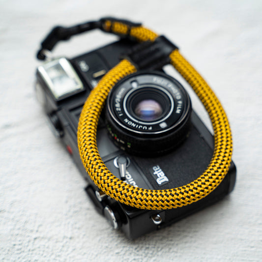 Yellow Camera wrist strap HandMade Quick release Leather 10mm FCWS-YE