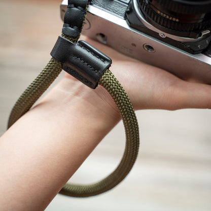 HandMade Quick release Leather Army Green Rope Camera wrist strap FCWS-AG