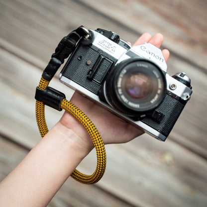 Yellow Camera wrist strap HandMade Quick release Leather 10mm FCWS-YE