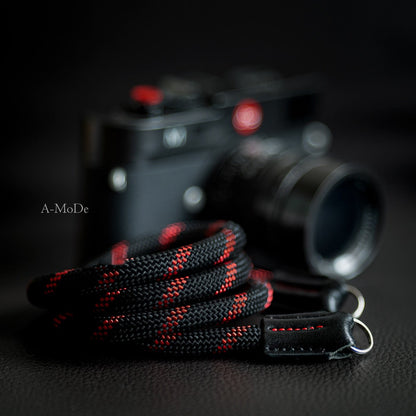 Rope Camera Strap HandMade BlackRed 9mm CSC