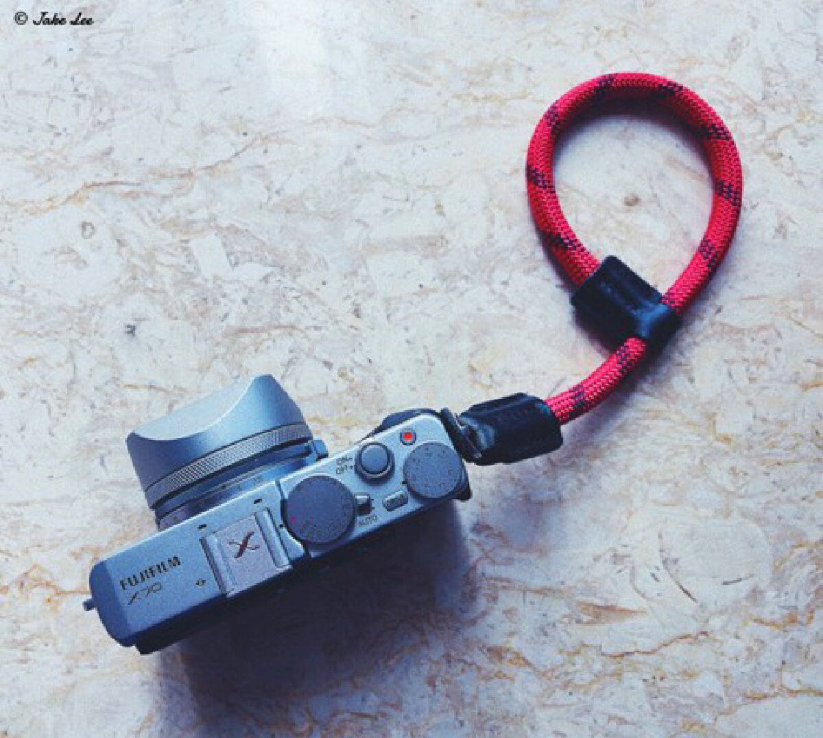 Camera wrist strap HandMade leather RedBlack Camera Strap CWS-RB