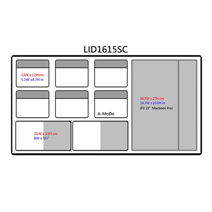 Lid Organizer 14 16" Laptop 6+2 clear pockets forPelican1615 Peli