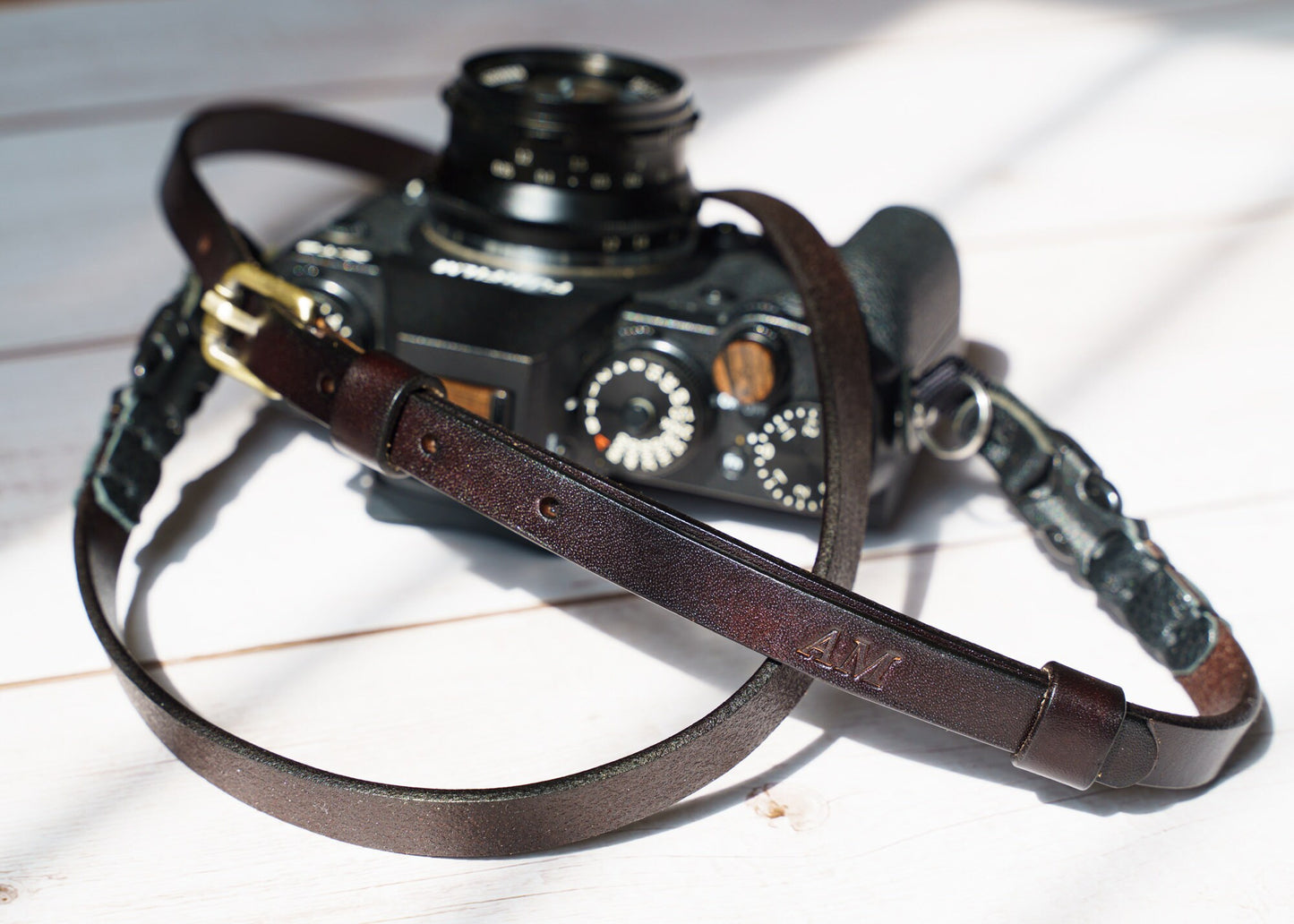 HandMade Brown Leather Slim Adjustable Camera Strap