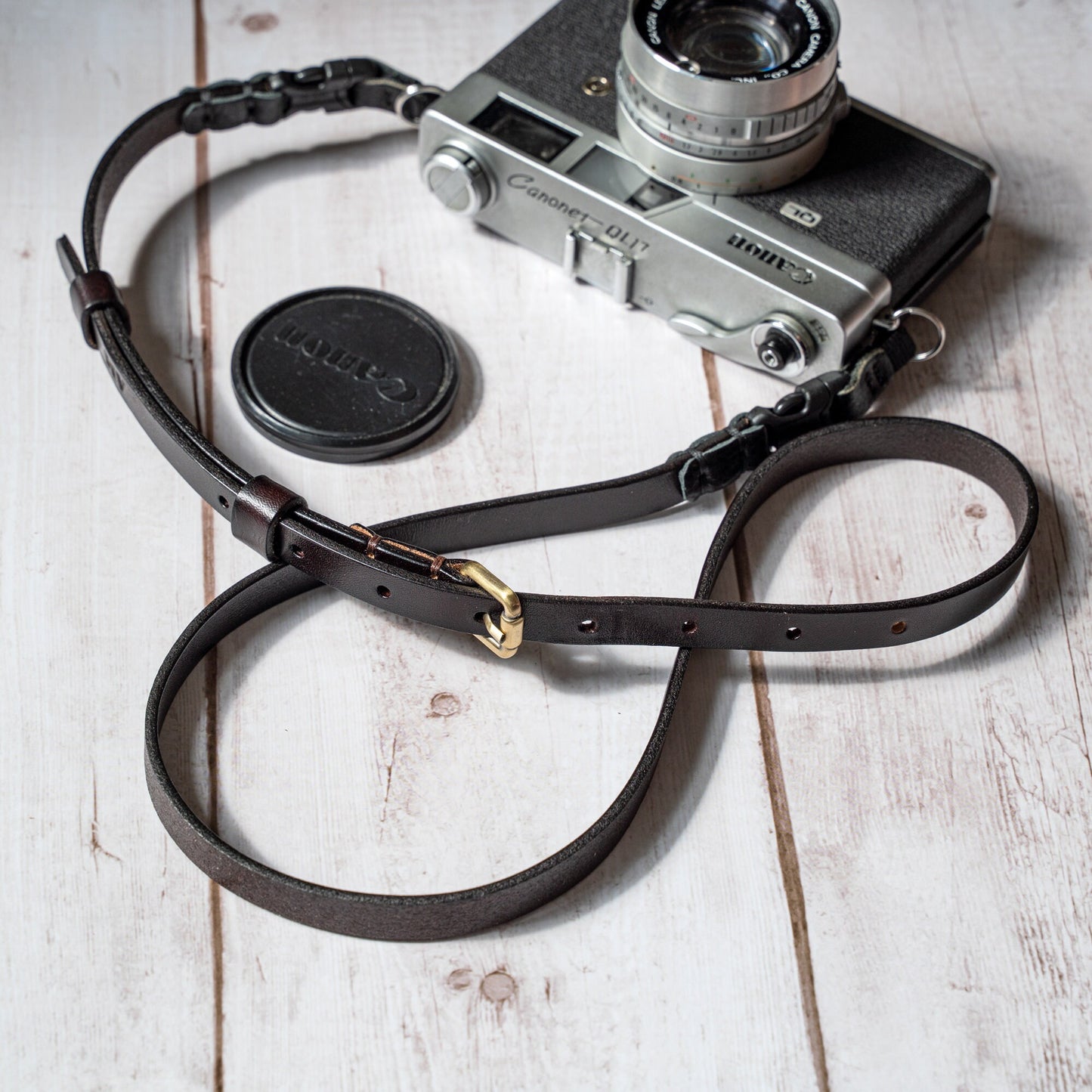 HandMade Brown Leather Slim Adjustable Camera Strap