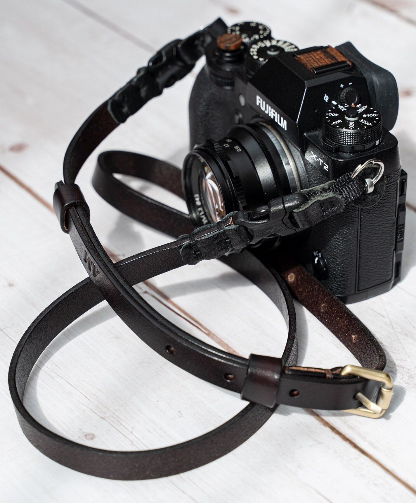 HandMade Brown Leather Slim Adjustable Camera Strap