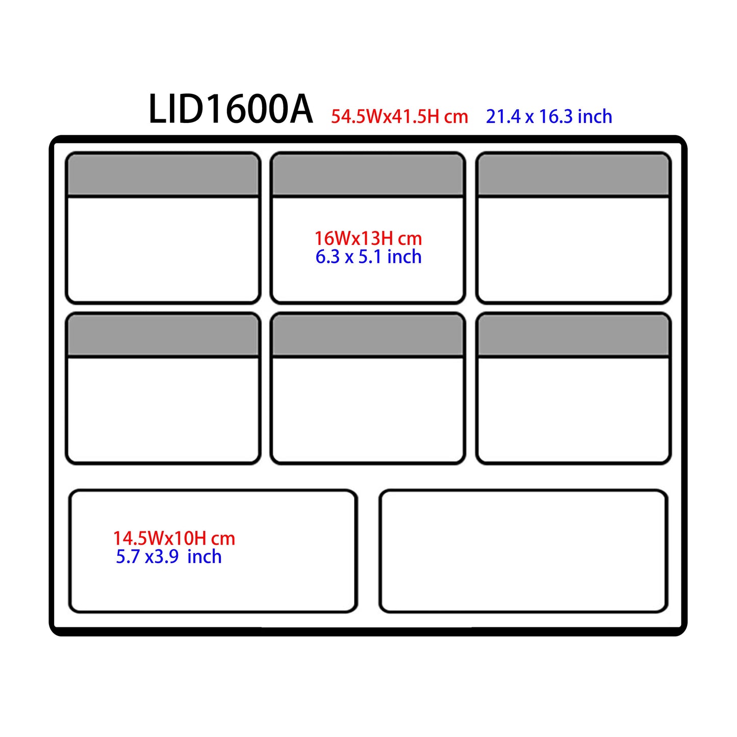 Lid Organizer 6 clear pockets Fits Pelican1600 1610 1620 Peli