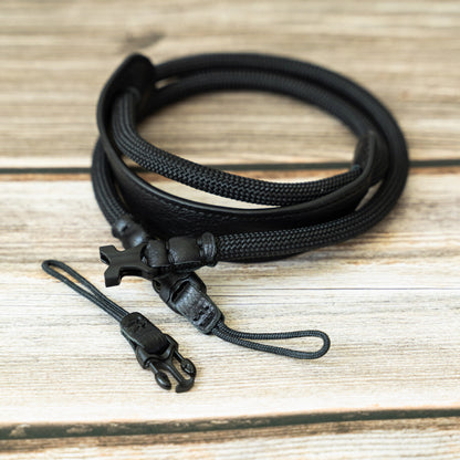 Quick Release Buckle handMade Black Leather Shoulder pad  Rope Camera Strap FXCSC