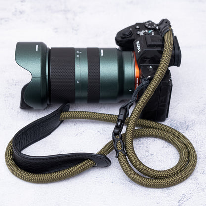 Quick Release Buckle handMade Black Leather Shoulder pad  Rope Camera Strap FXCSC